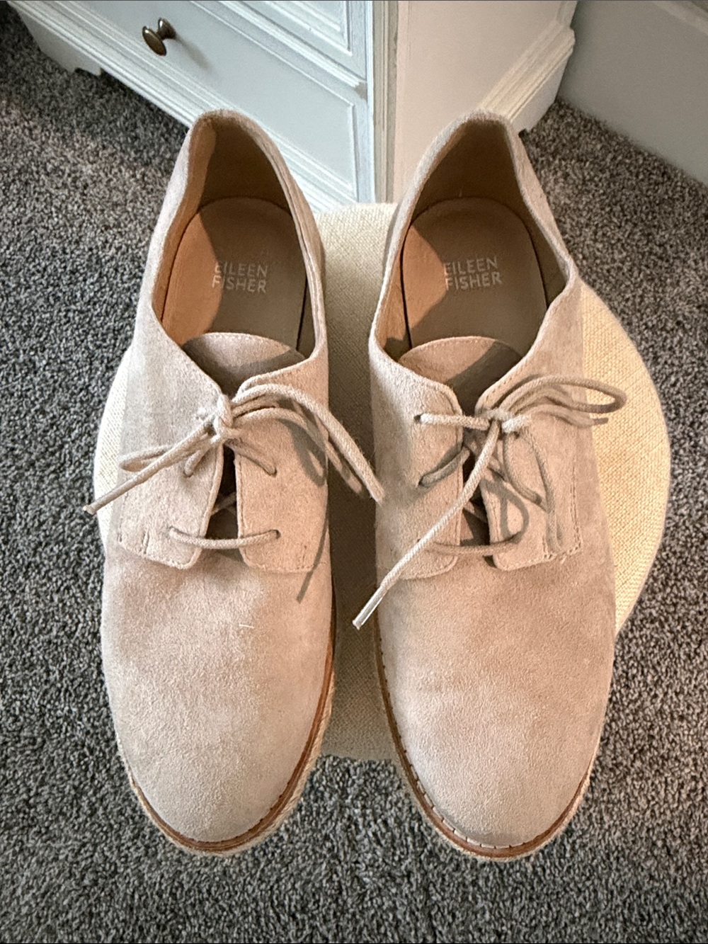 Eileen Fisher Women's Suede Lace-Up Moccasins in Light Beige